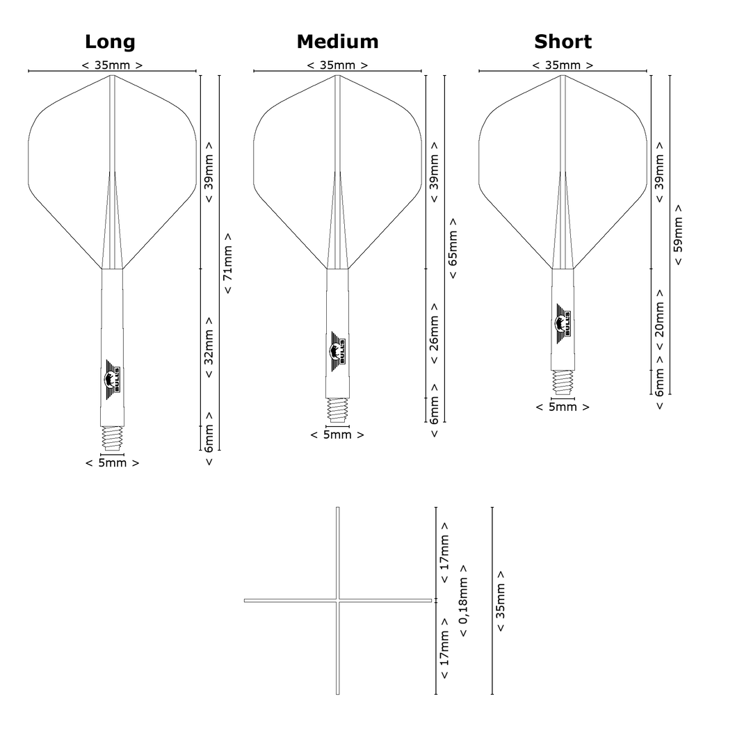Bull's NL Union Standard Flight Shaft System - Schwarz