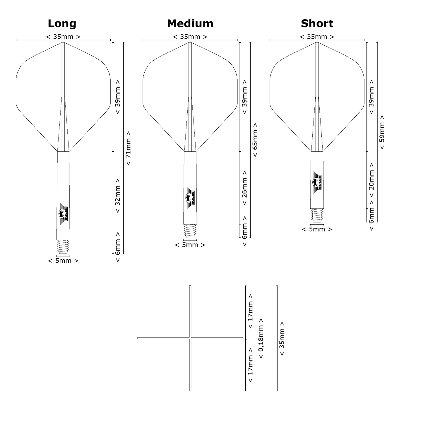 Bull's NL Union Standard Flight Shaft System - Schwarz