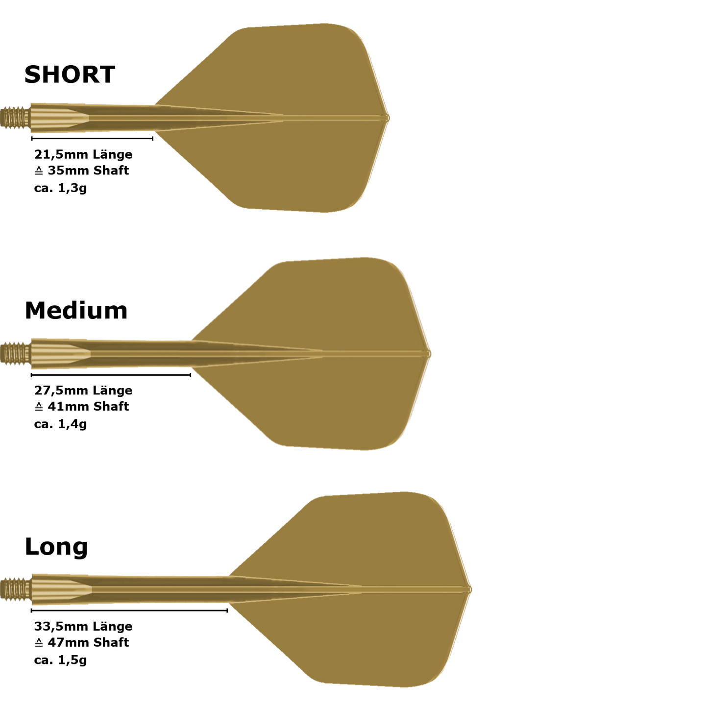 Condor Axe Metallic Small Standard Flight Shaft System Gold