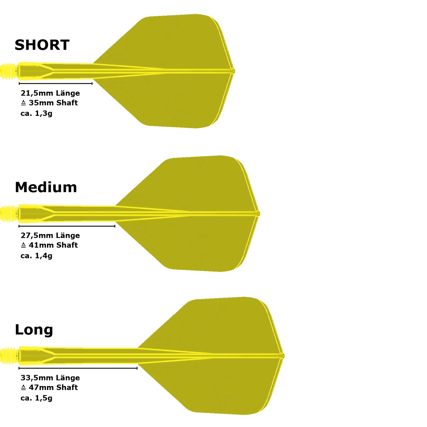 Condor Axe Neon Small Standard Flight Shaft System Yellow
