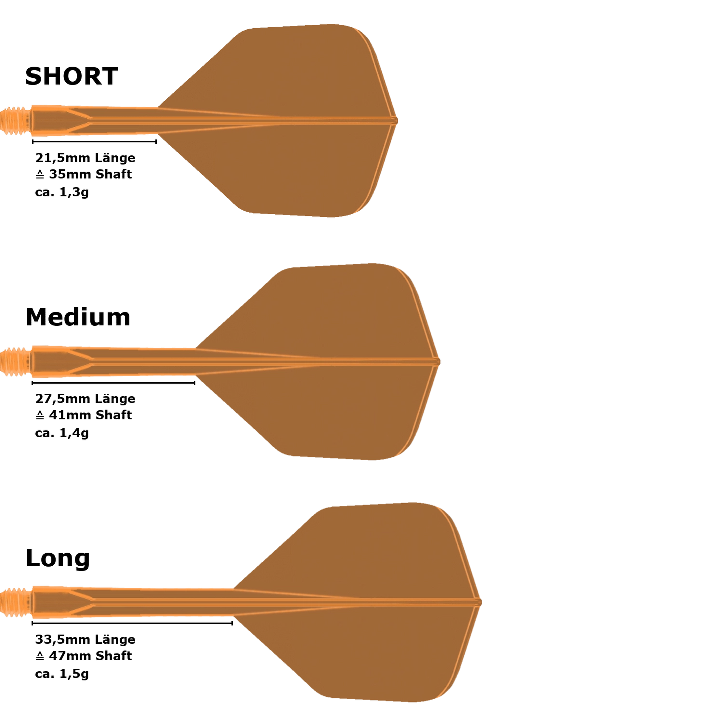 Condor Axe Neon Small Standard Flight Shaft System Orange