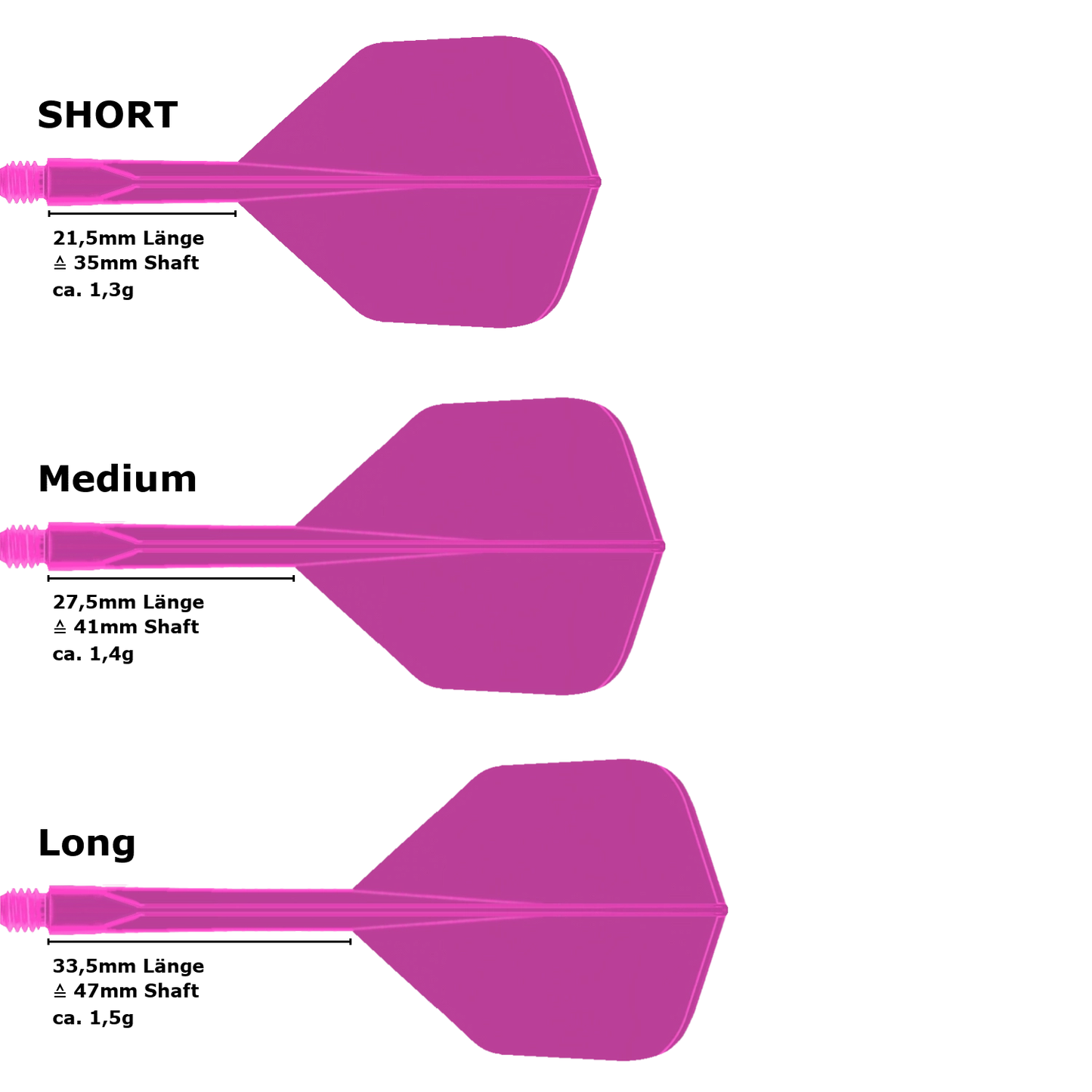 Condor Axe Neon Small Standard Flight Shaft System Pink