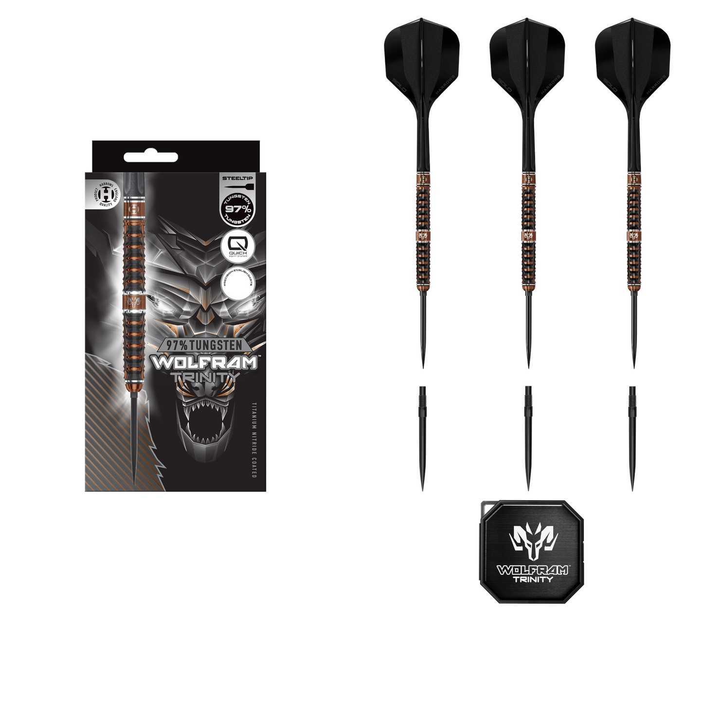 Harrows Wolfram Trinity Quick Point Steel Tip Darts 97%