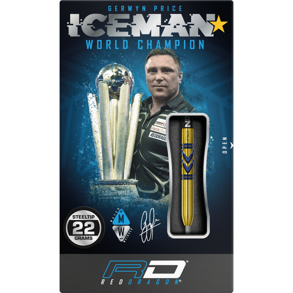 Red Dragon Gerwyn Price "Iceman" Avalanche Pro Gold Steeldart 90%