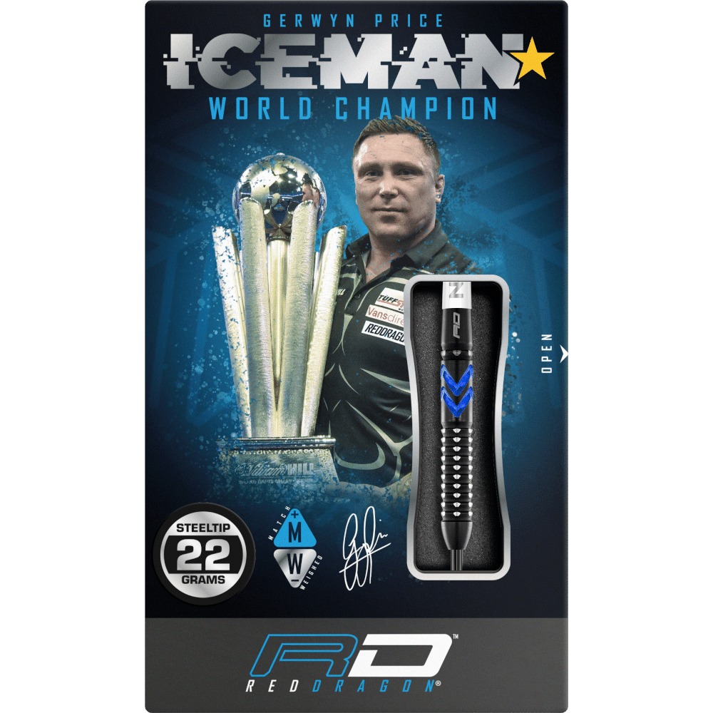 Red Dragon Gerwyn Price "Iceman" Blue Ice SE Steeldart 90%