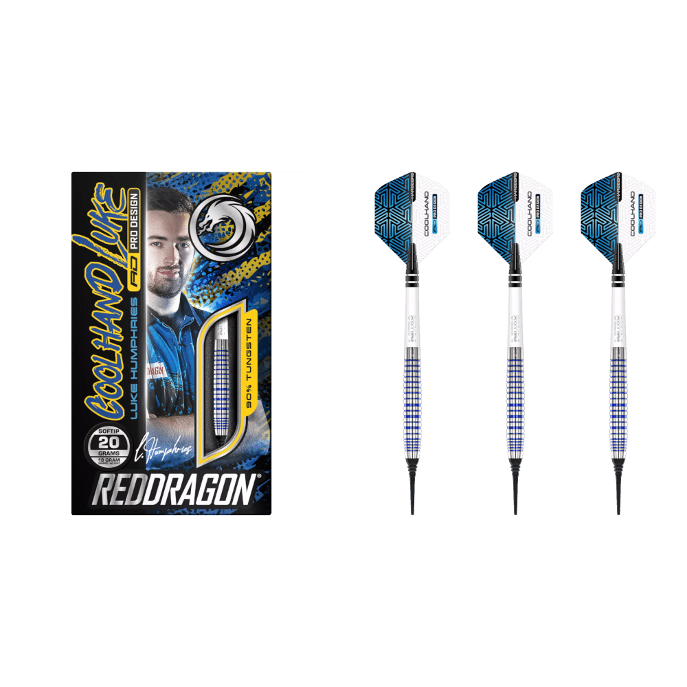 Red Dragon Luke Humphries "Coolhand Luke" TX3 Cool Blue Soft Tip Darts 90%