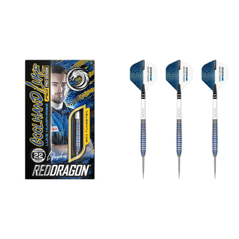 Red Dragon Luke Humphries "Coolhand Luke" TX3 Cool Blue Steel Tip Darts 90%