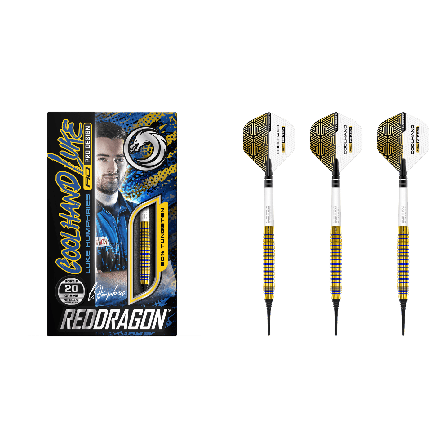 Red Dragon Luke Humphries "Coolhand Luke" TX3 Gold SE Soft Tip Darts 90%