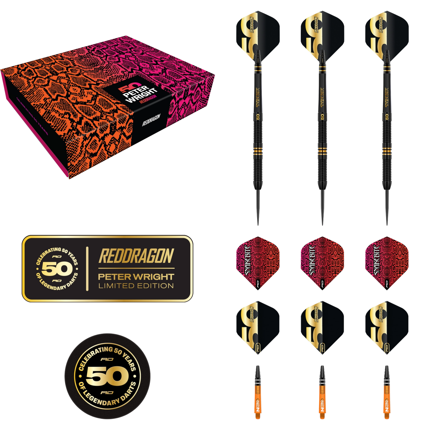 Red Dragon Peter Wright 50 Year Limited Edition Steel Dart 90%
