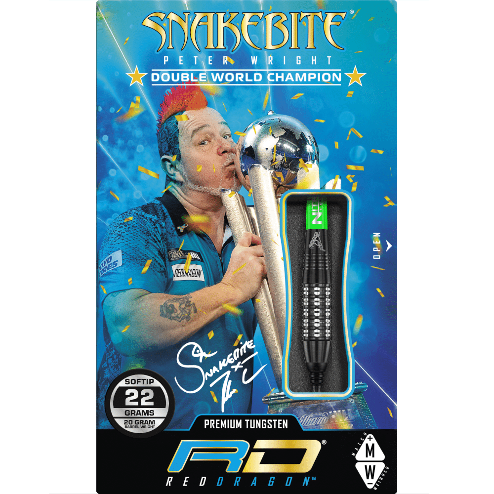 Red Dragon Peter Wright "Snakebite" Black Strike Soft Tip Dart 90%