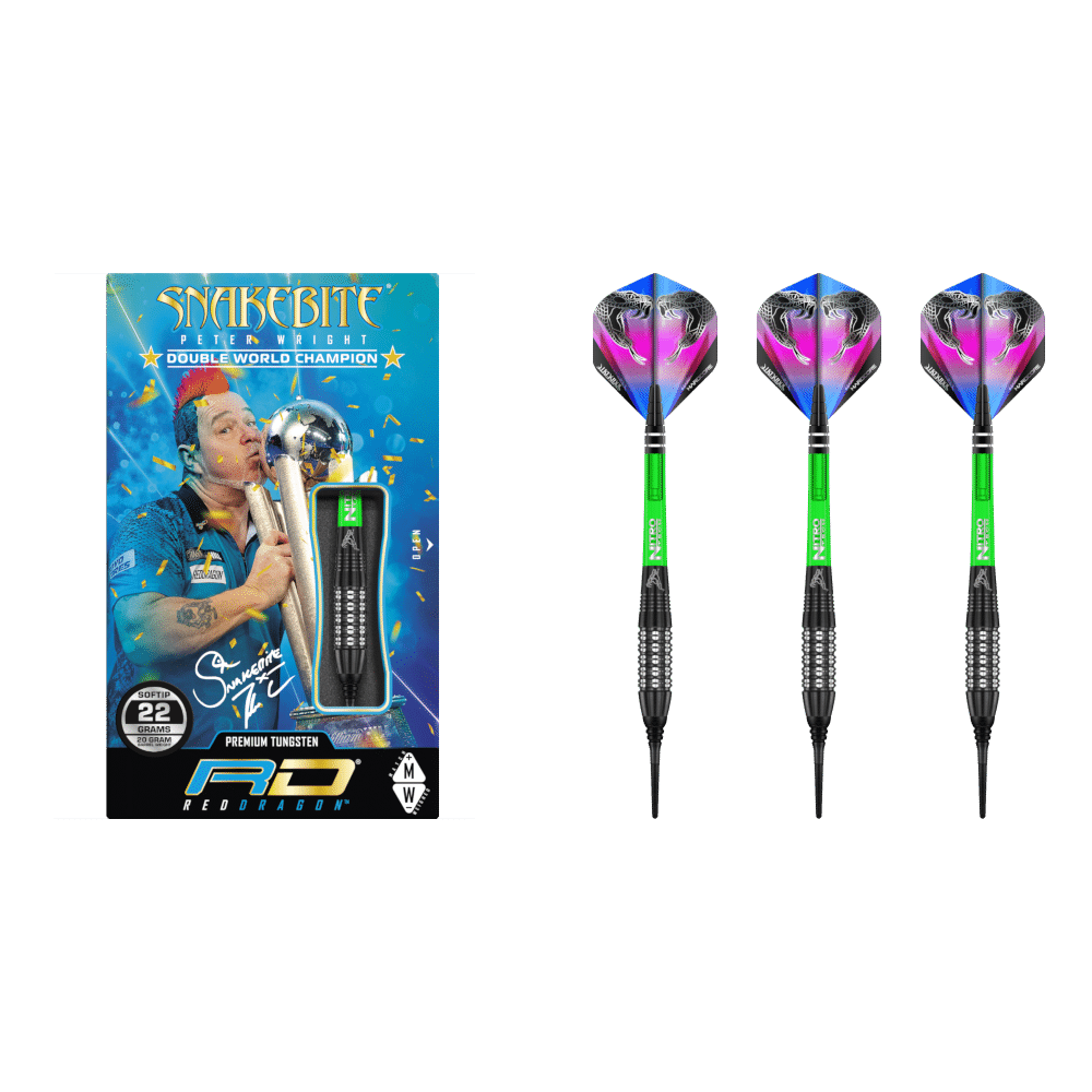 Red Dragon Peter Wright "Snakebite" Black Strike Soft Tip Dart 90%