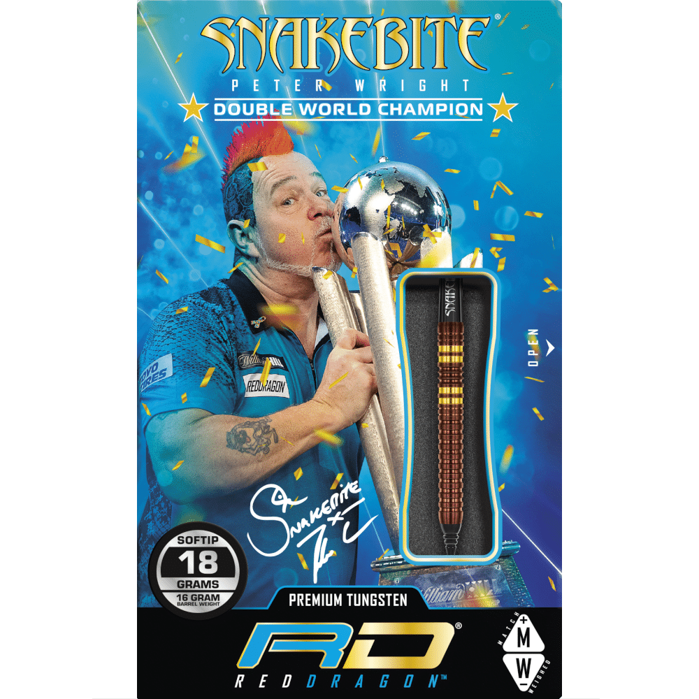 Red Dragon Peter Wright "Snakebite" Copper Fusion Soft Tip Darts 90%