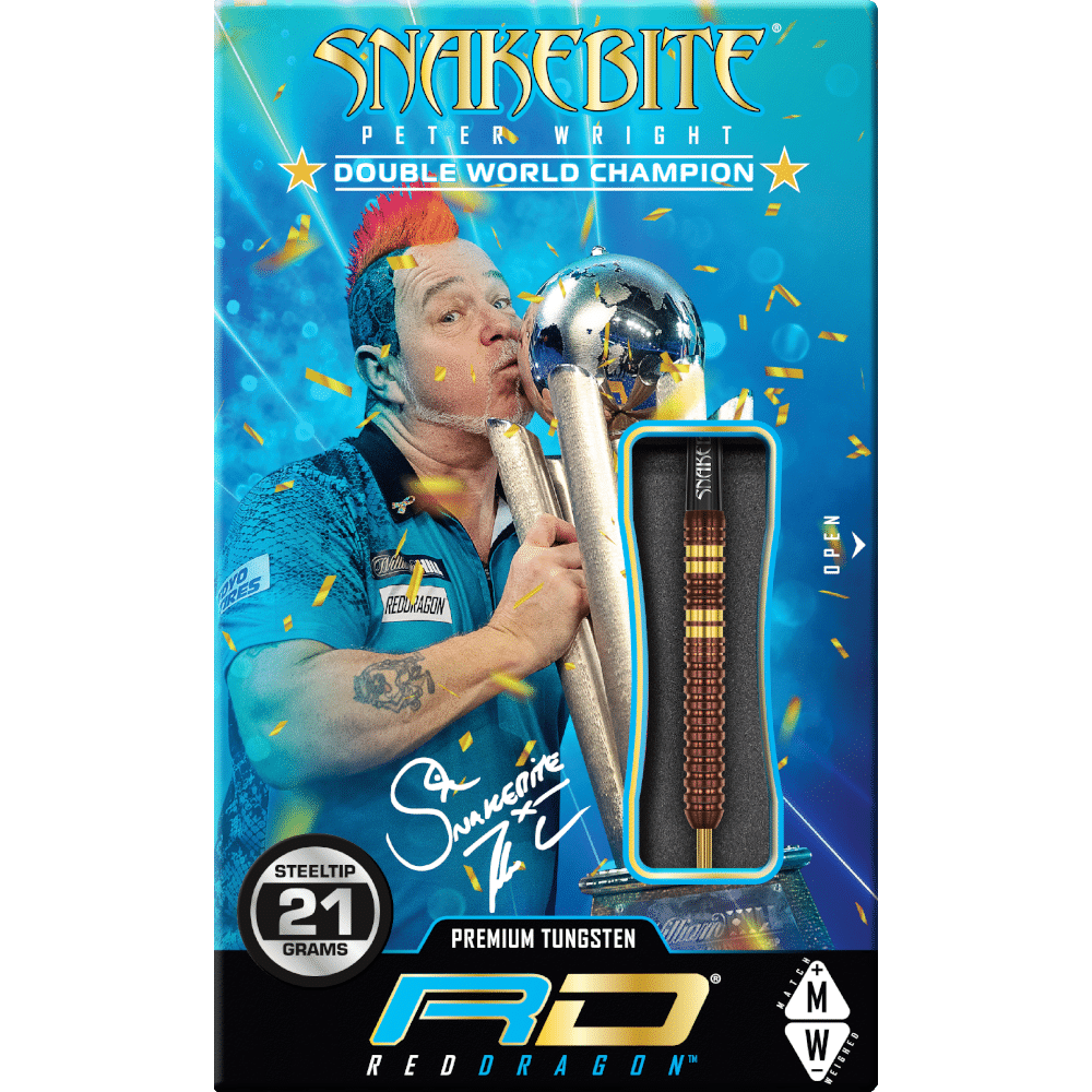 Red Dragon Peter Wright "Snakebite" Copper Fusion Steel Darts 90%