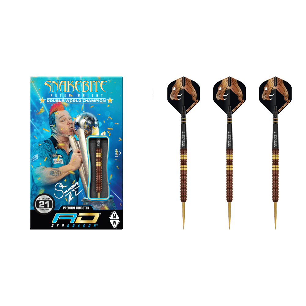 Red Dragon Peter Wright "Snakebite" Copper Fusion Steel Darts 90%
