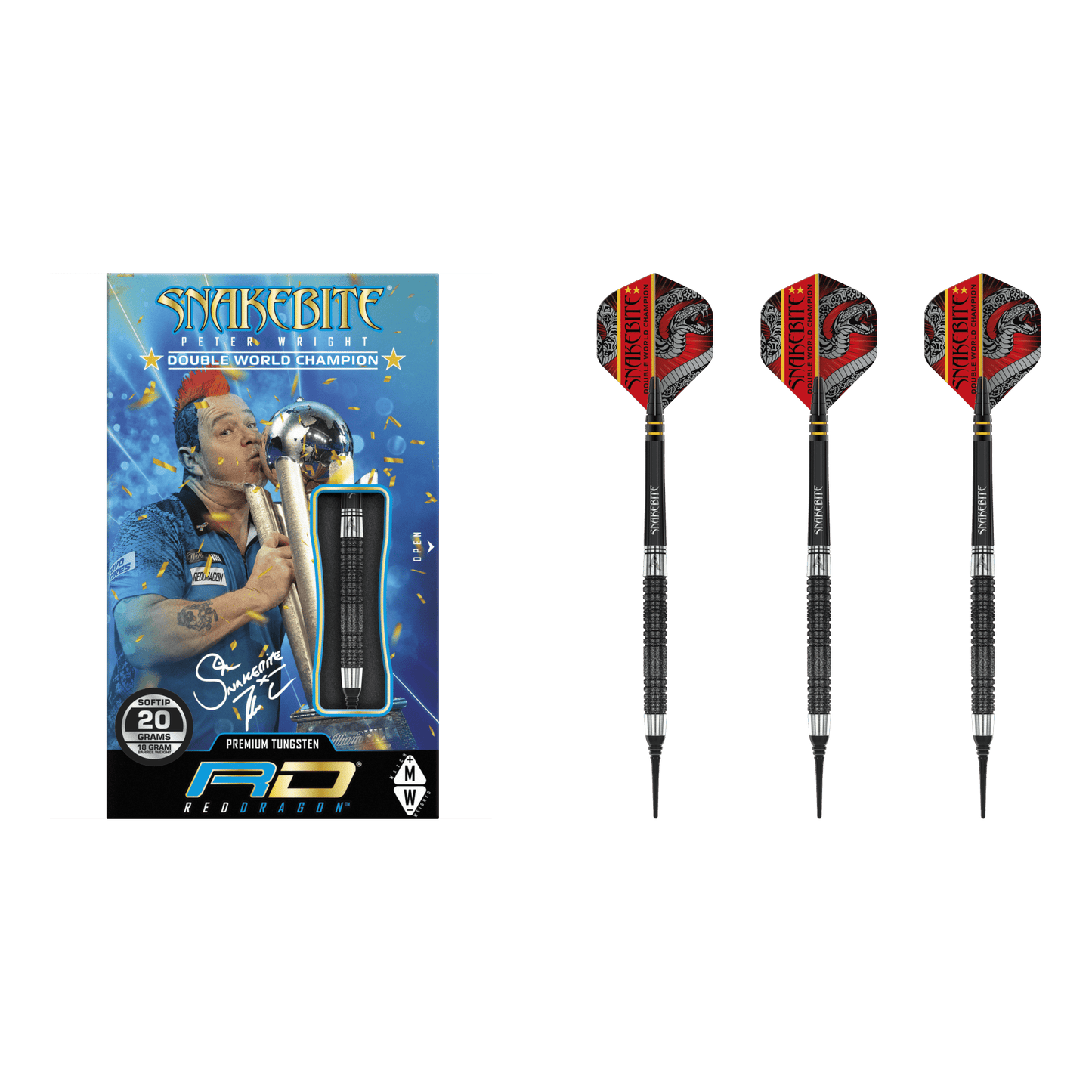 Red Dragon Peter Wright "Snakebite" DWC SE Black Soft Tip Darts 85%