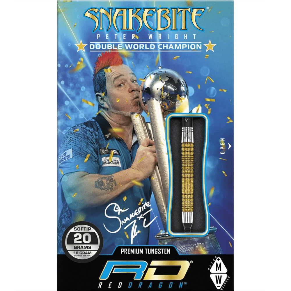 Red Dragon Peter Wright "Snakebite" DWC SE Gold Soft Tip Darts 85%
