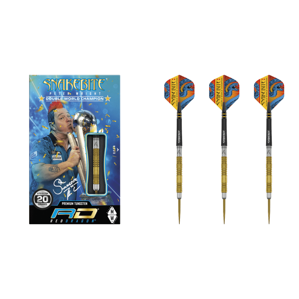 Red Dragon Peter Wright "Snakebite" DWC SE Gold Steel Dart 85%