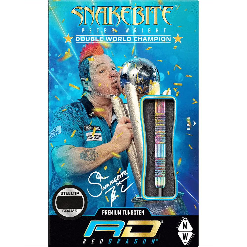 Red Dragon Peter Wright "Snakebite" Diamond Fusion Spectron Steel Tip Darts 90%