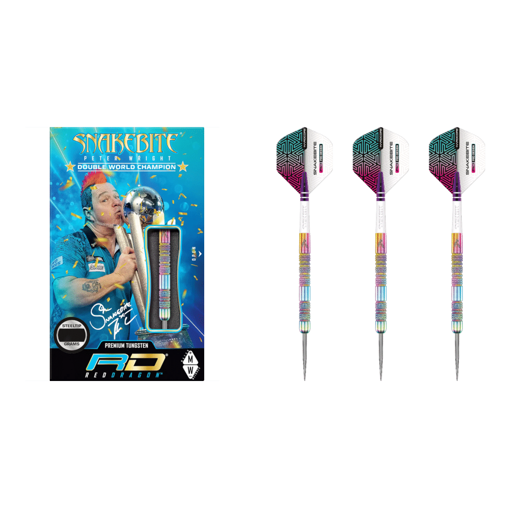 Red Dragon Peter Wright "Snakebite" Diamond Fusion Spectron Steel Tip Darts 90%