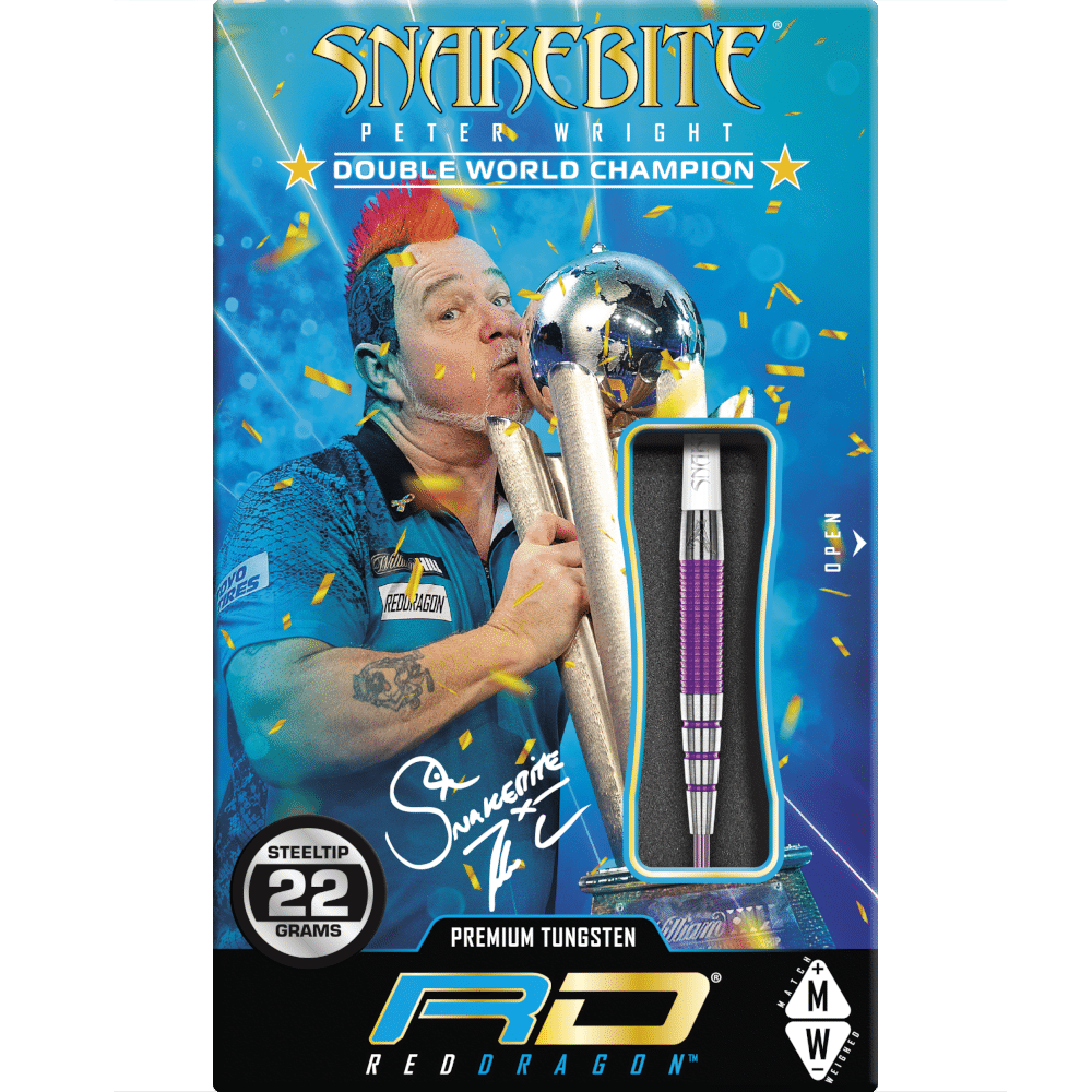 Red Dragon Peter Wright "Snakebite" Medusa Steel Tip Darts 90%