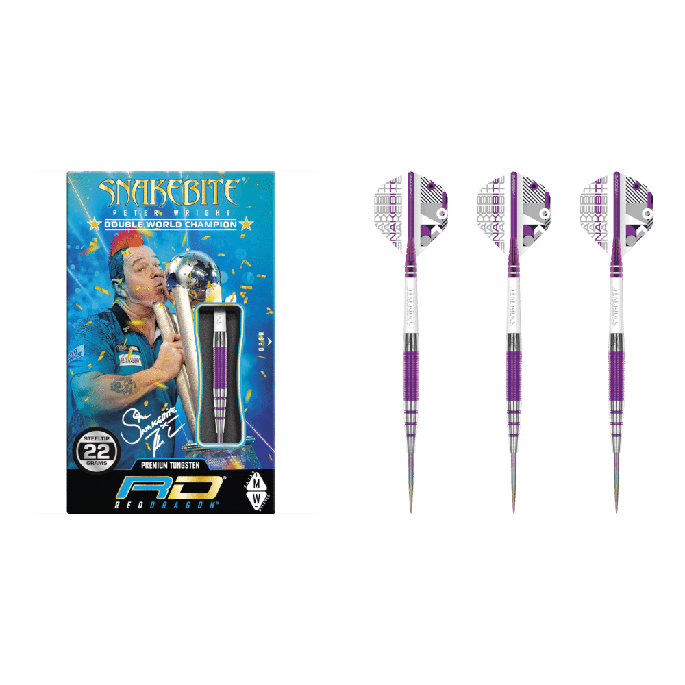 Red Dragon Peter Wright "Snakebite" Medusa Steel Tip Darts 90%
