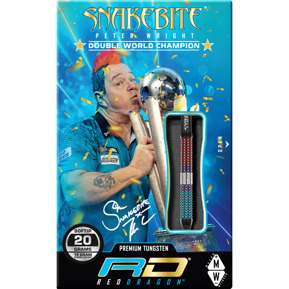 Red Dragon Peter Wright "Snakebite" Spirit Soft Tip Darts 90%