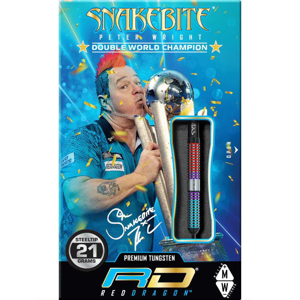 Red Dragon Peter Wright "Snakebite" Spirit Steel Tip Darts 90%