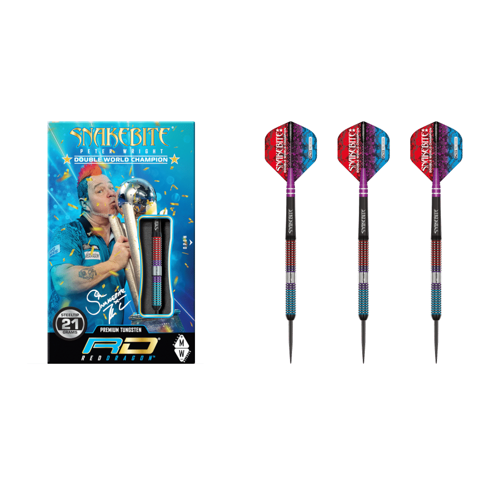 Red Dragon Peter Wright "Snakebite" Spirit Steel Tip Darts 90%