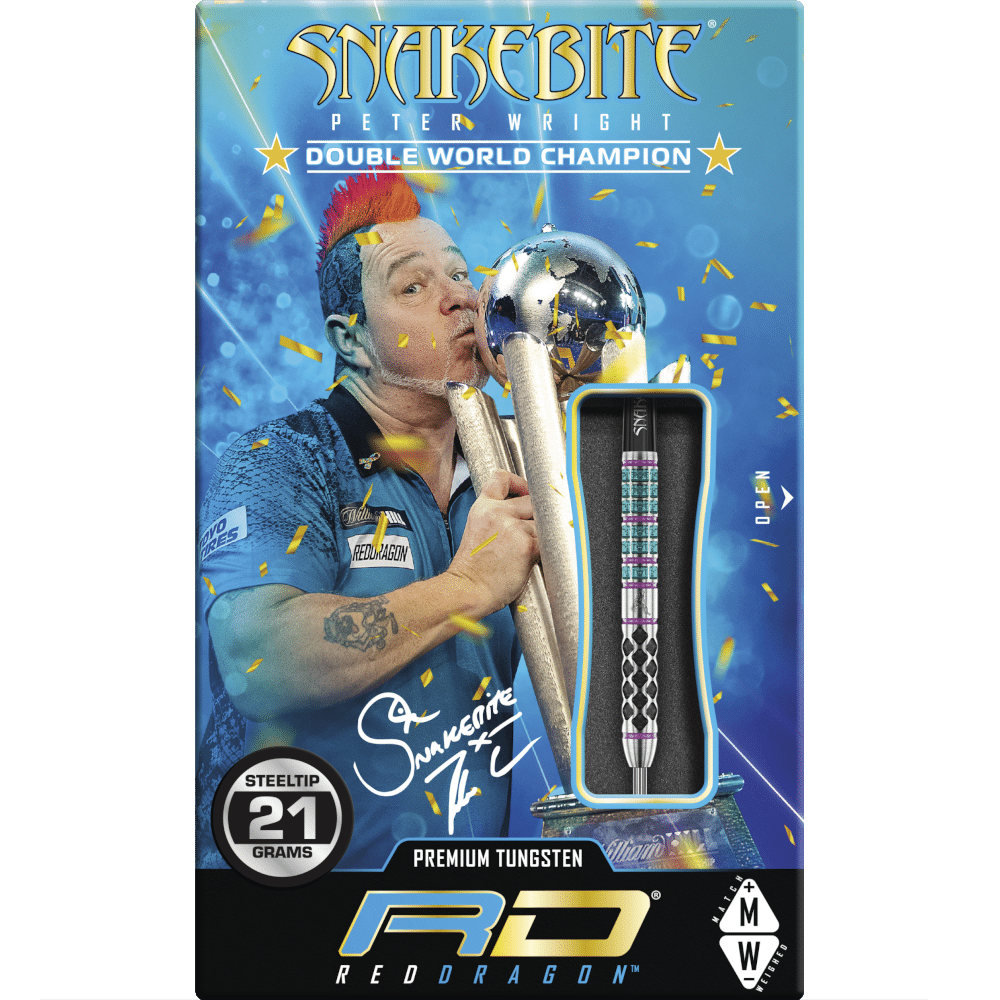 Red Dragon Peter Wright "Snakebite" Supa Venom Steel Darts 90%