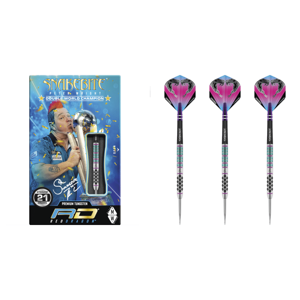 Red Dragon Peter Wright "Snakebite" Supa Venom Steel Darts 90%
