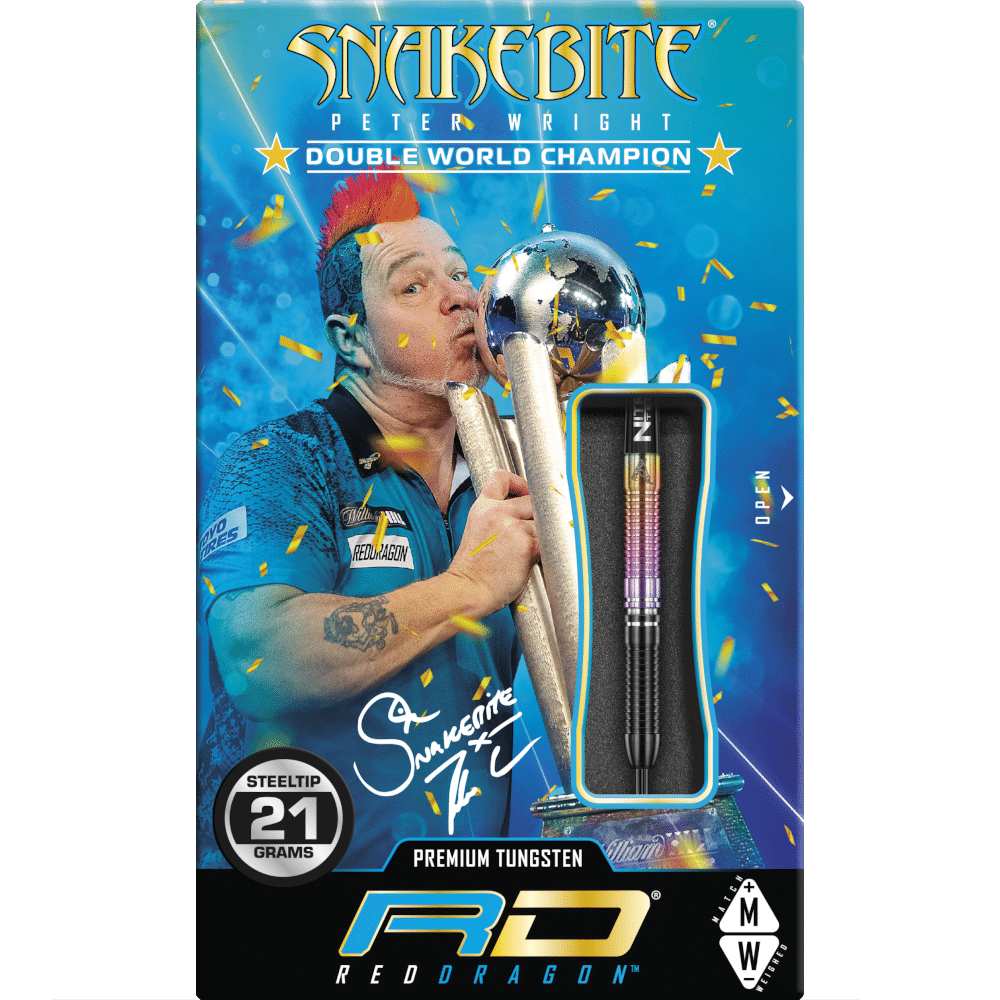 Red Dragon Peter Wright "Snakebite" WC 2020 Steel Tip Darts 90%