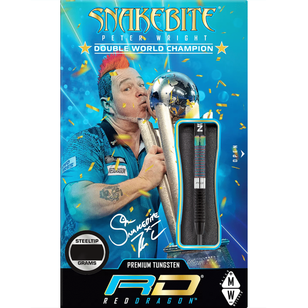 Red Dragon Peter Wright "Snakebite" WC Diamond Steel Darts 90%