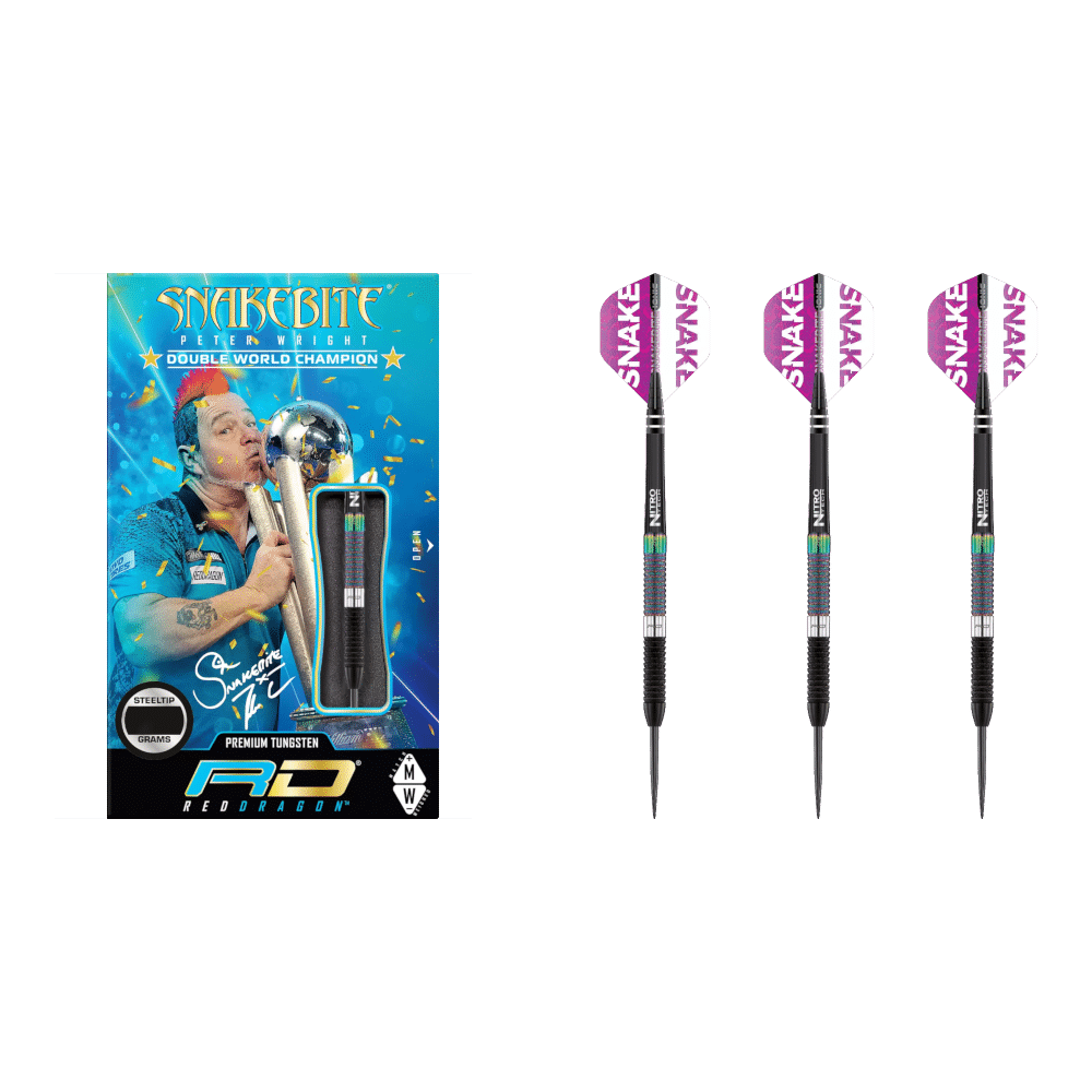Red Dragon Peter Wright "Snakebite" WC Diamond Steel Darts 90%