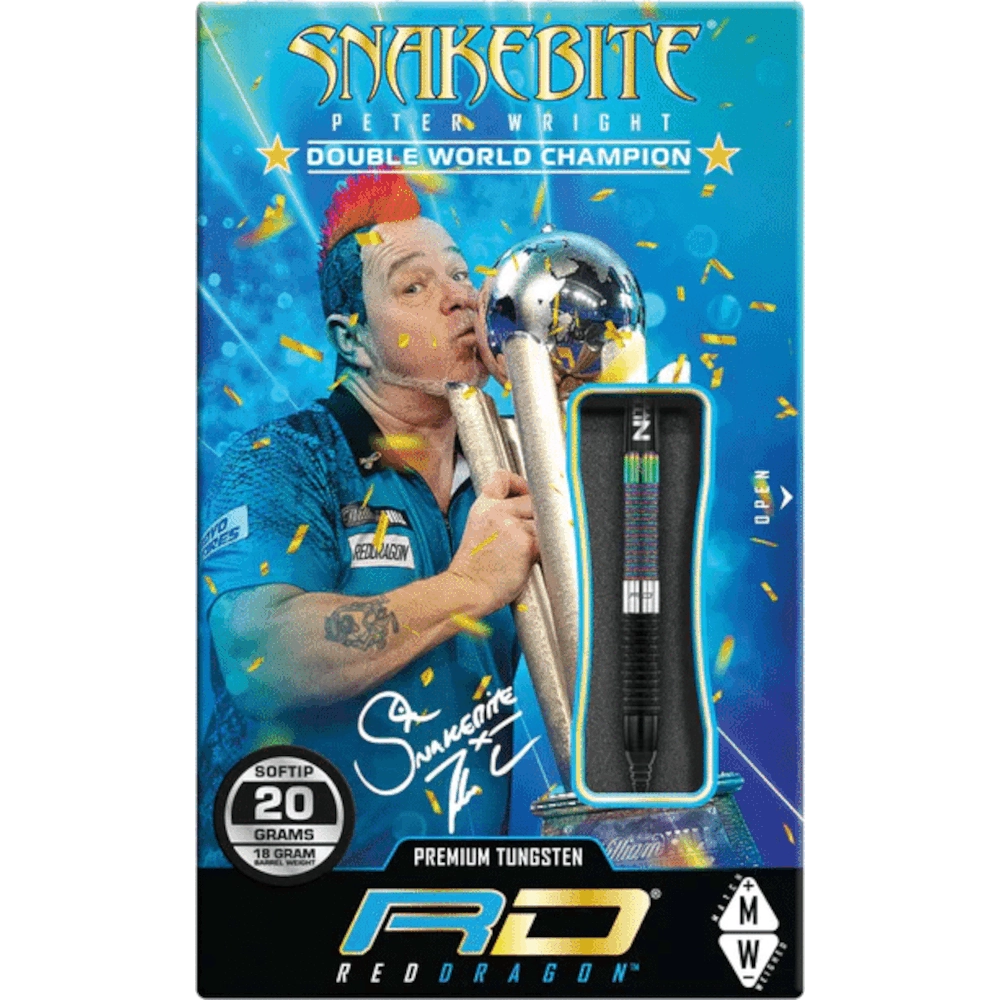 Red Dragon Peter Wright "Snakebite" WC Diamond Soft Tip Dart 90%