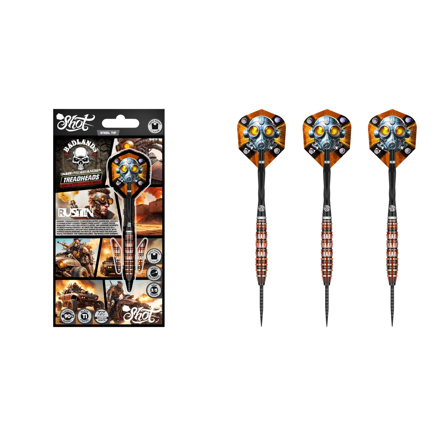 Shot Badlands Rustin Steeldart 90% - Packungsinhalt