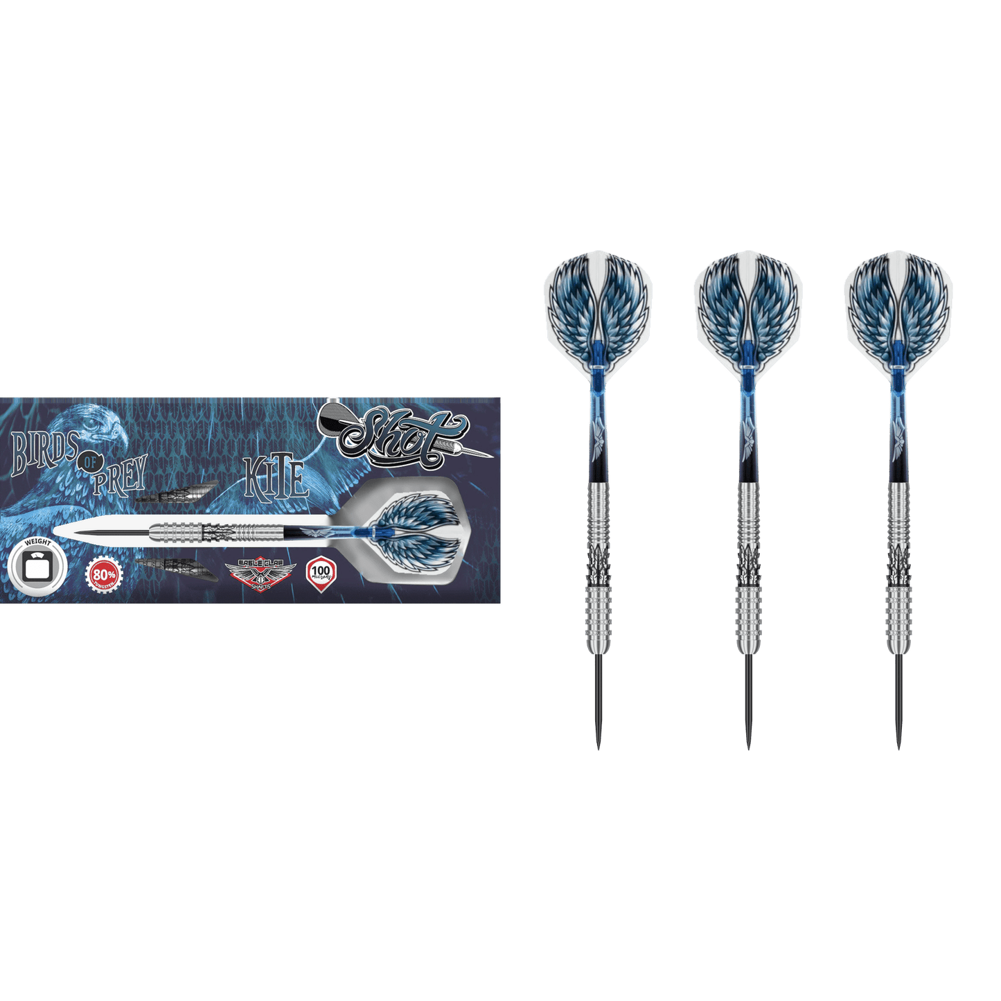 Shot Birds of Prey Kite Steel Tip Darts 80%
