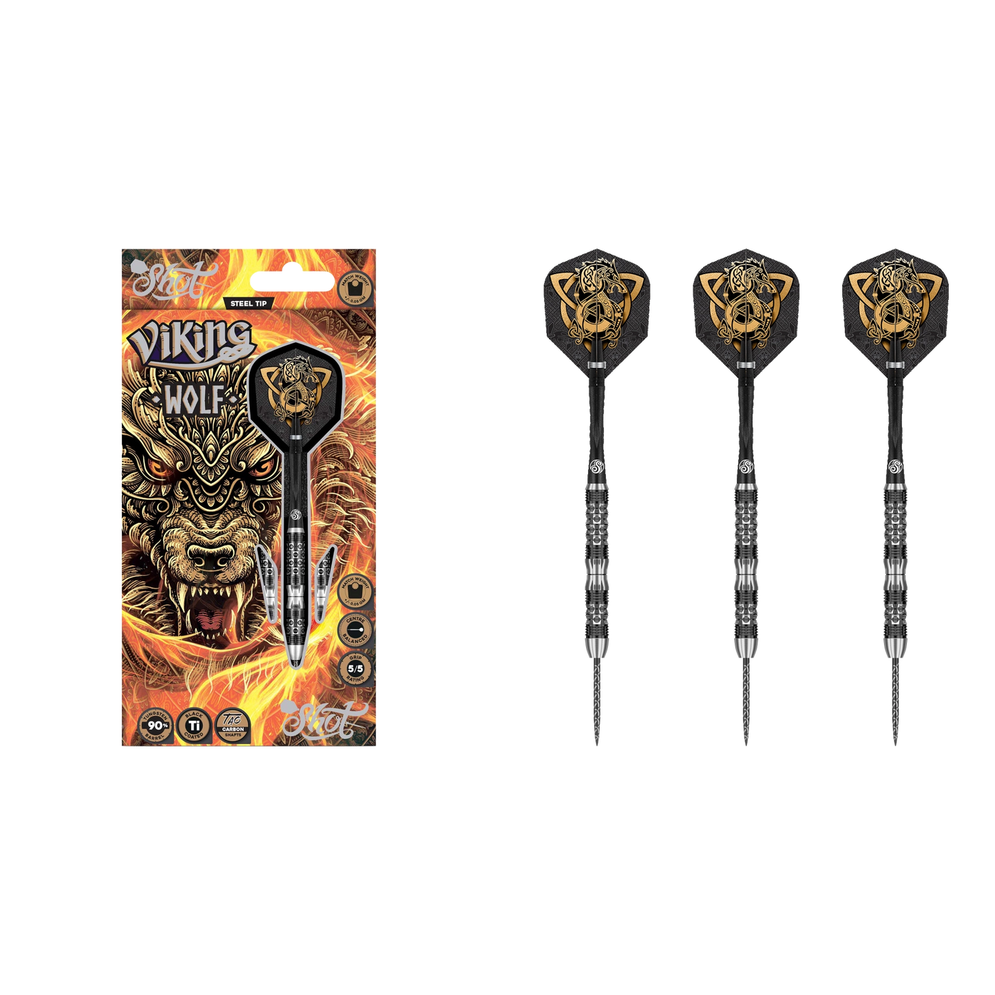 Shot Viking Wolf Steel Tip Darts 90%