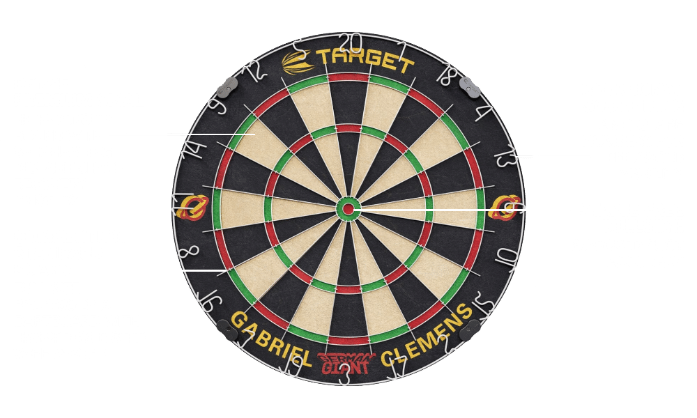 Target Gabriel Clemens Dartboard + 2 Dart Sets
