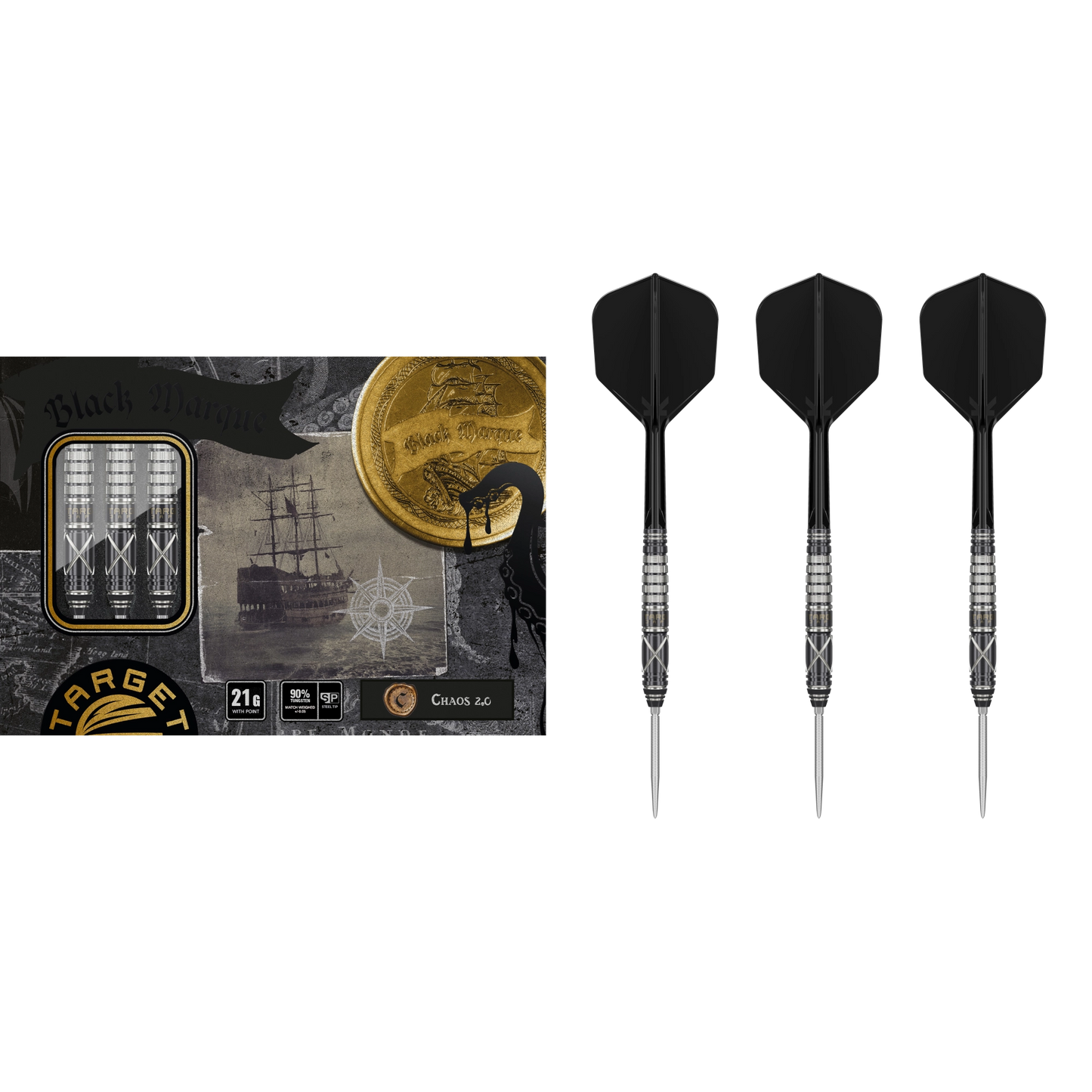Target Japan Black Marque Chaos 2.0 Steel Tip Darts 90%