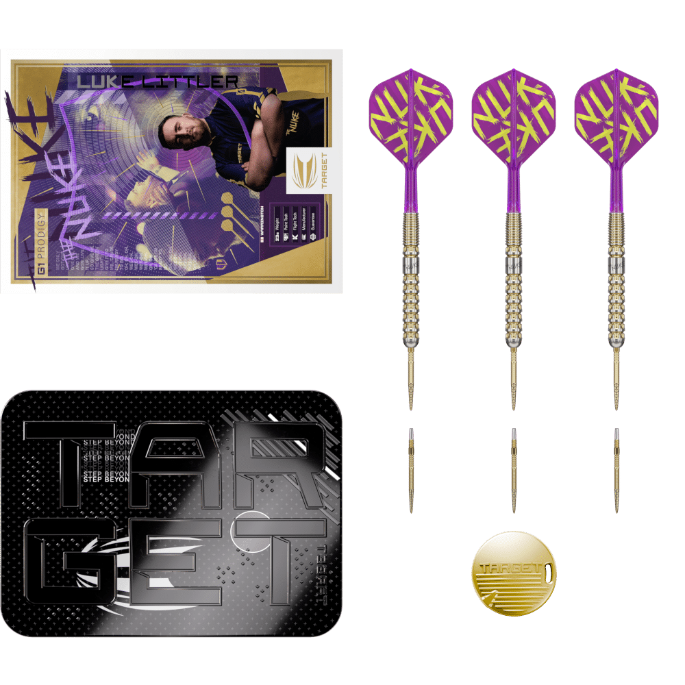Target Luke Littler G1 Prodigy Swiss Point Steel Tip Darts 90%