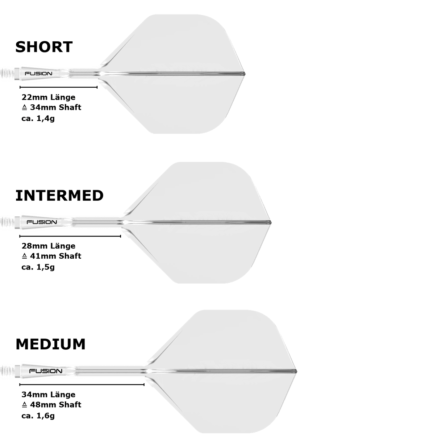 Winmau Fusion Standard No.2 Flight Shaft System Transparent