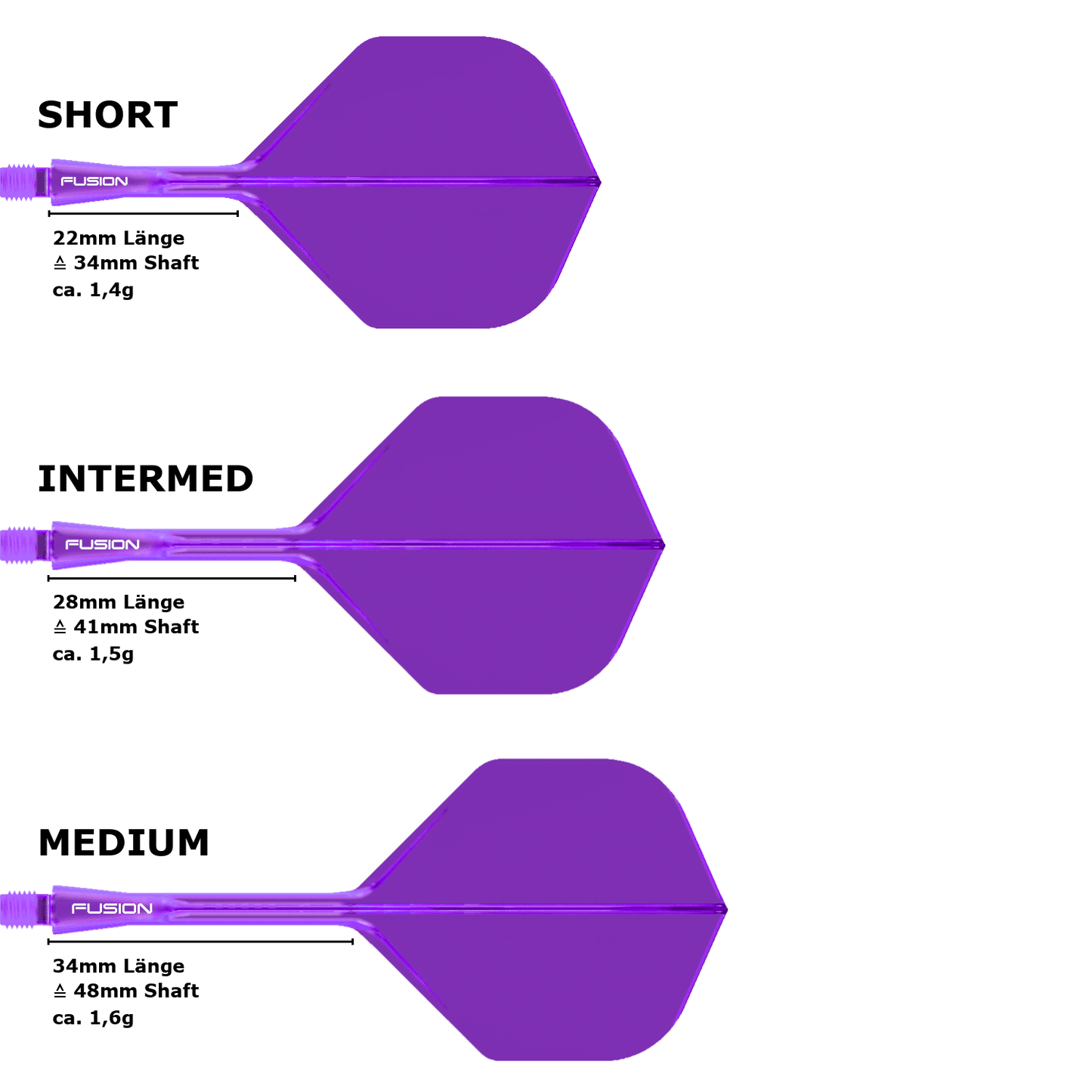Winmau Fusion Standard No.2 Flight Shaft System Purple