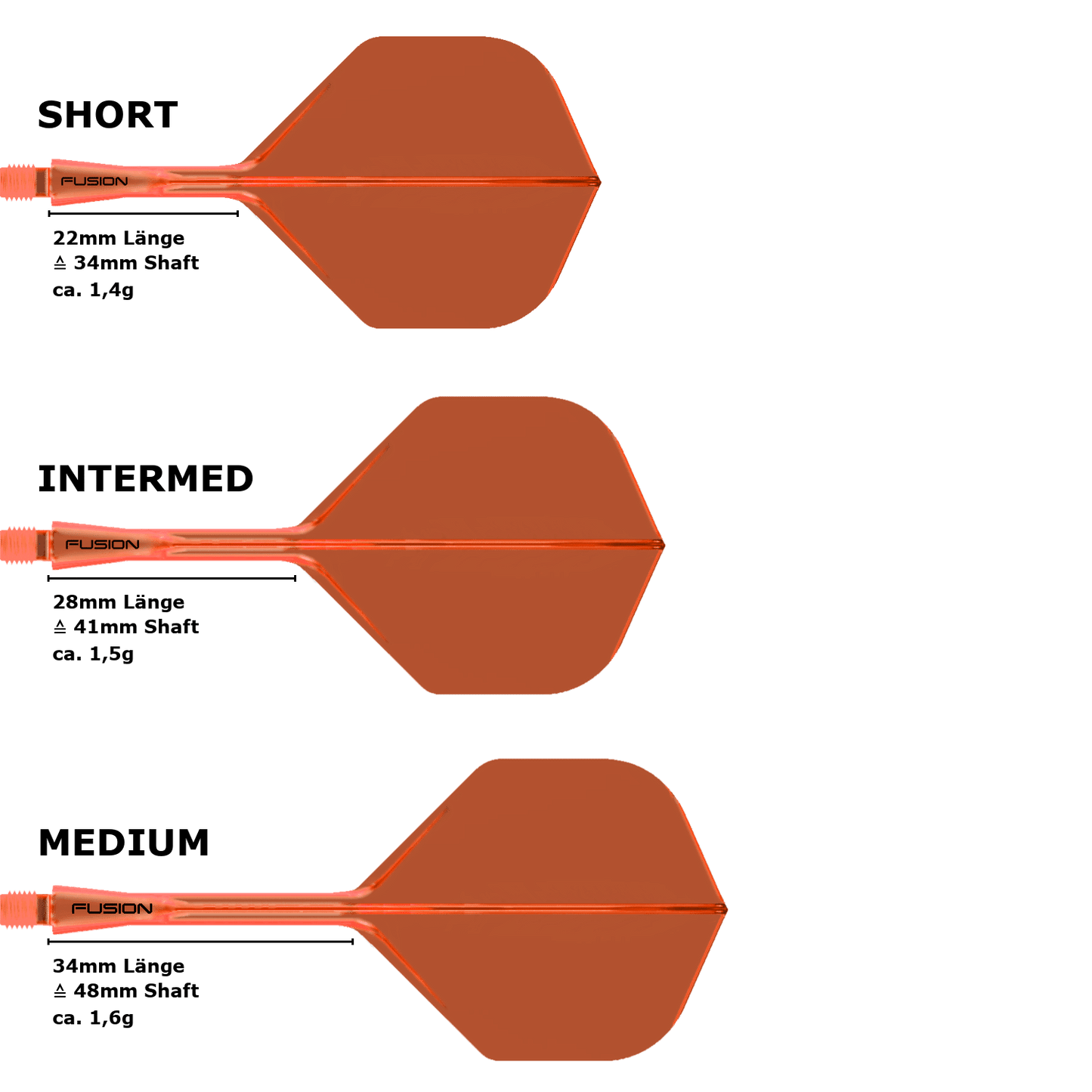 Winmau Fusion Standard No. 2 Flight Shaft System Orange