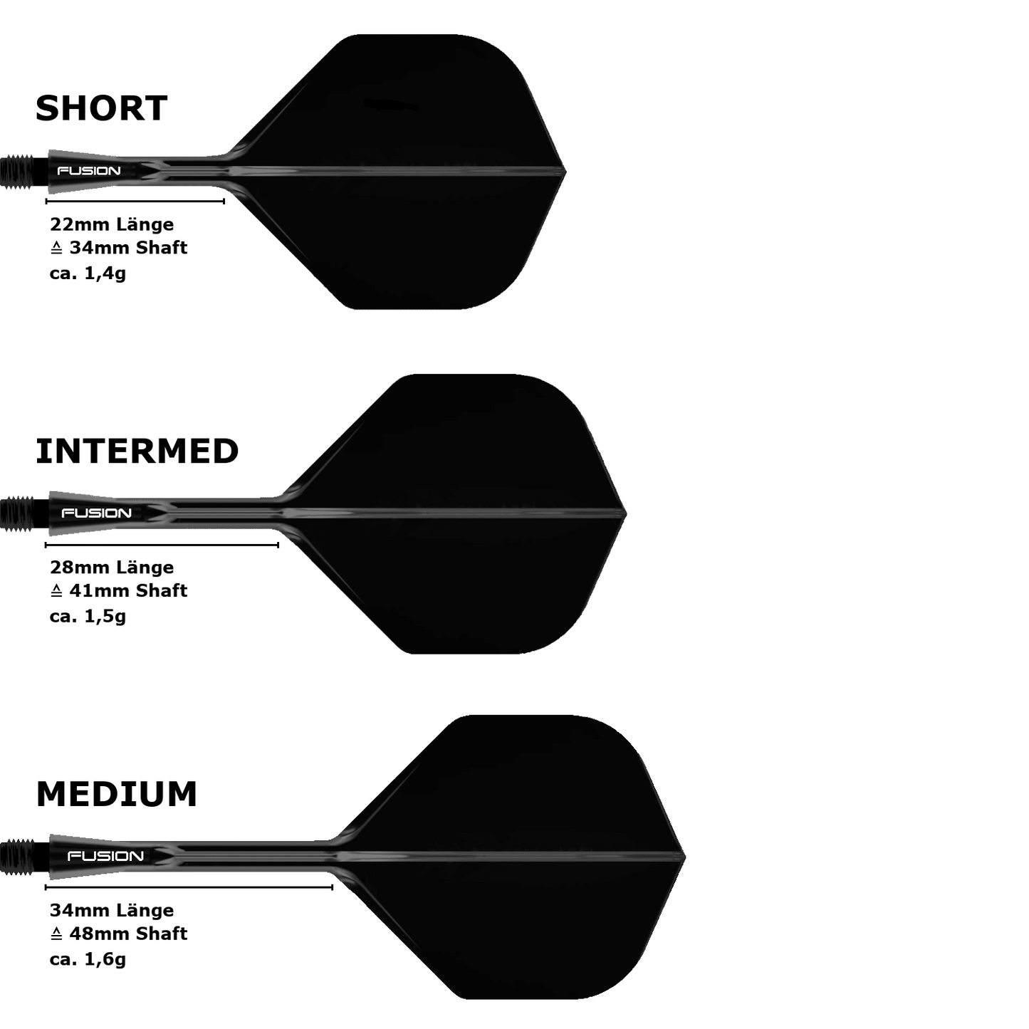 Winmau Fusion Standard No.2 Flight Shaft System Black