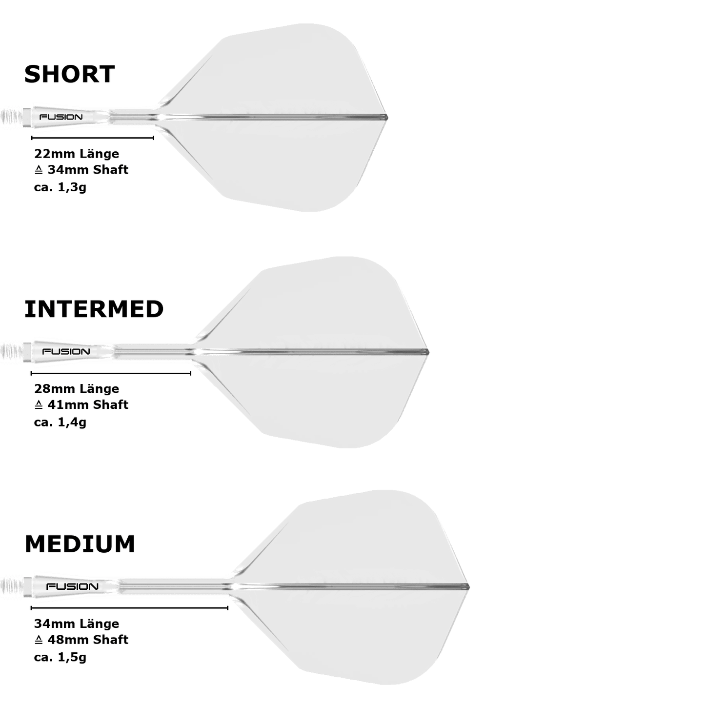 Winmau Fusion Small Standard No.6 Flight Shaft System Transparent