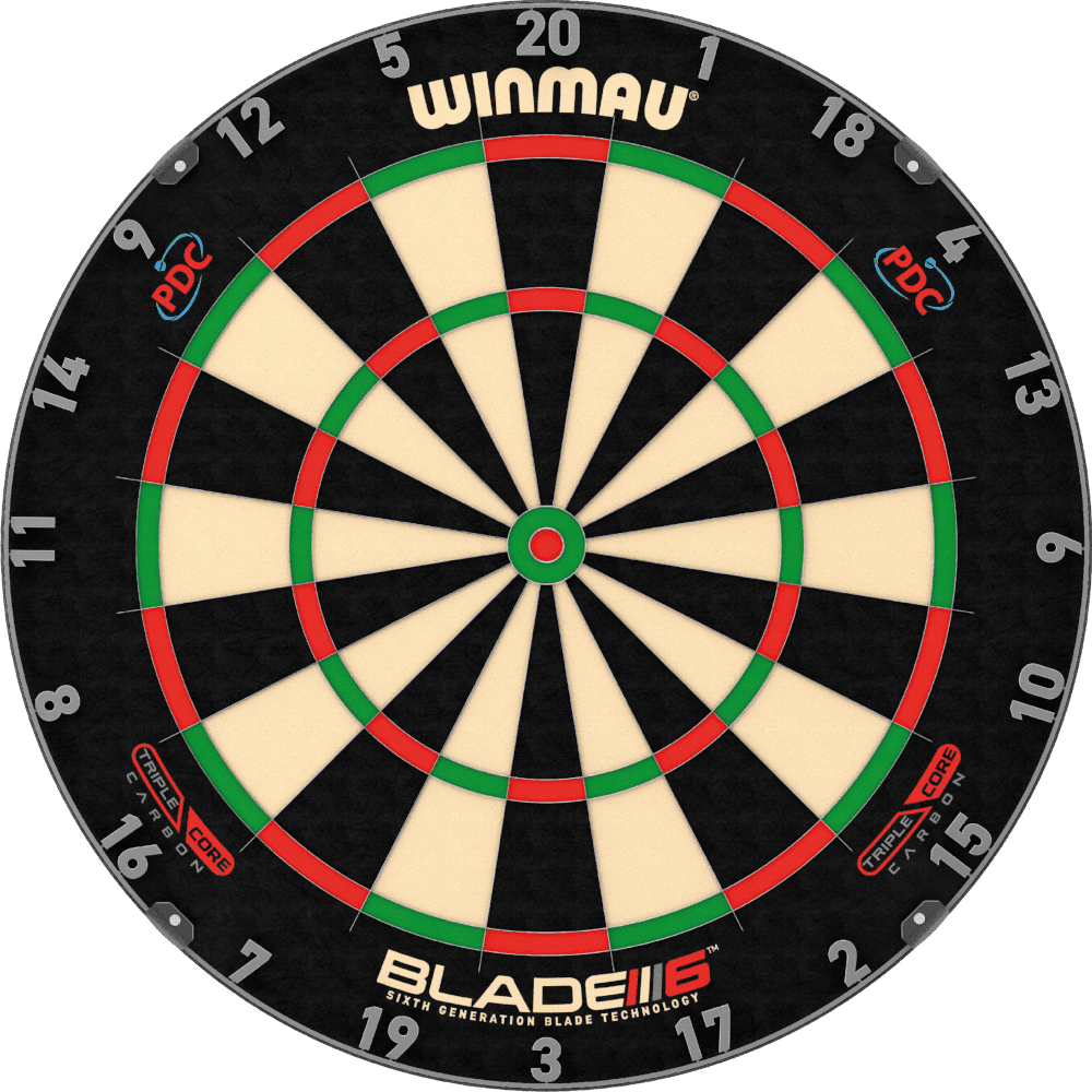 Winmau Blade 6 Triple Core Dartboard - Front - PDC Dart Weltmeisterschaft