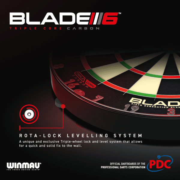 Winmau Blade 6 Triple Core Dartboard - Rota Lock - PDC Dart Weltmeisterschaft