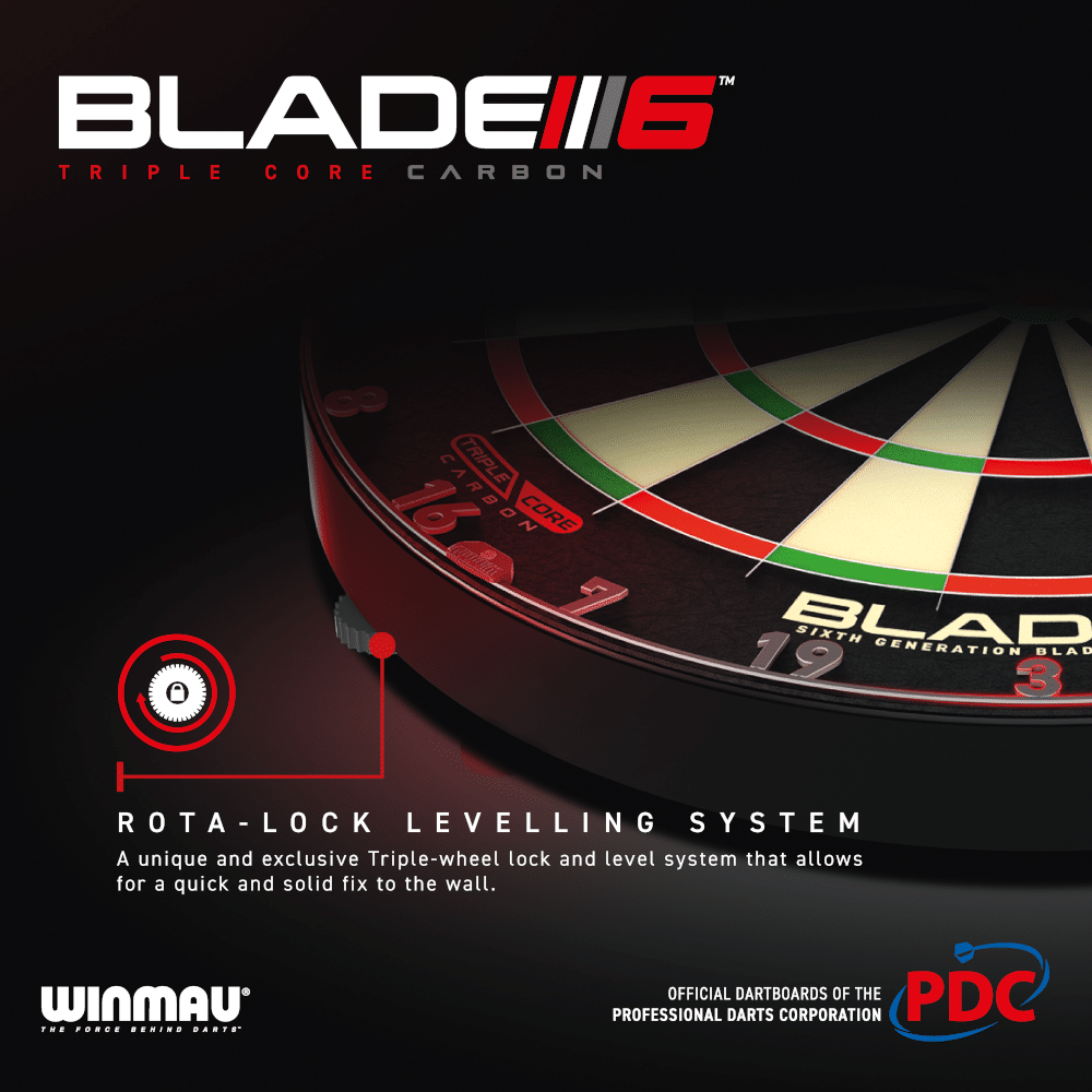 Winmau Blade 6 Triple Core Dartboard - Rota Lock - PDC Dart Weltmeisterschaft