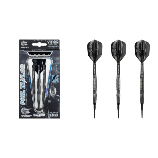 Target Phil Taylor 8Zero Black Titanium Softdart 80% - What's in the Box