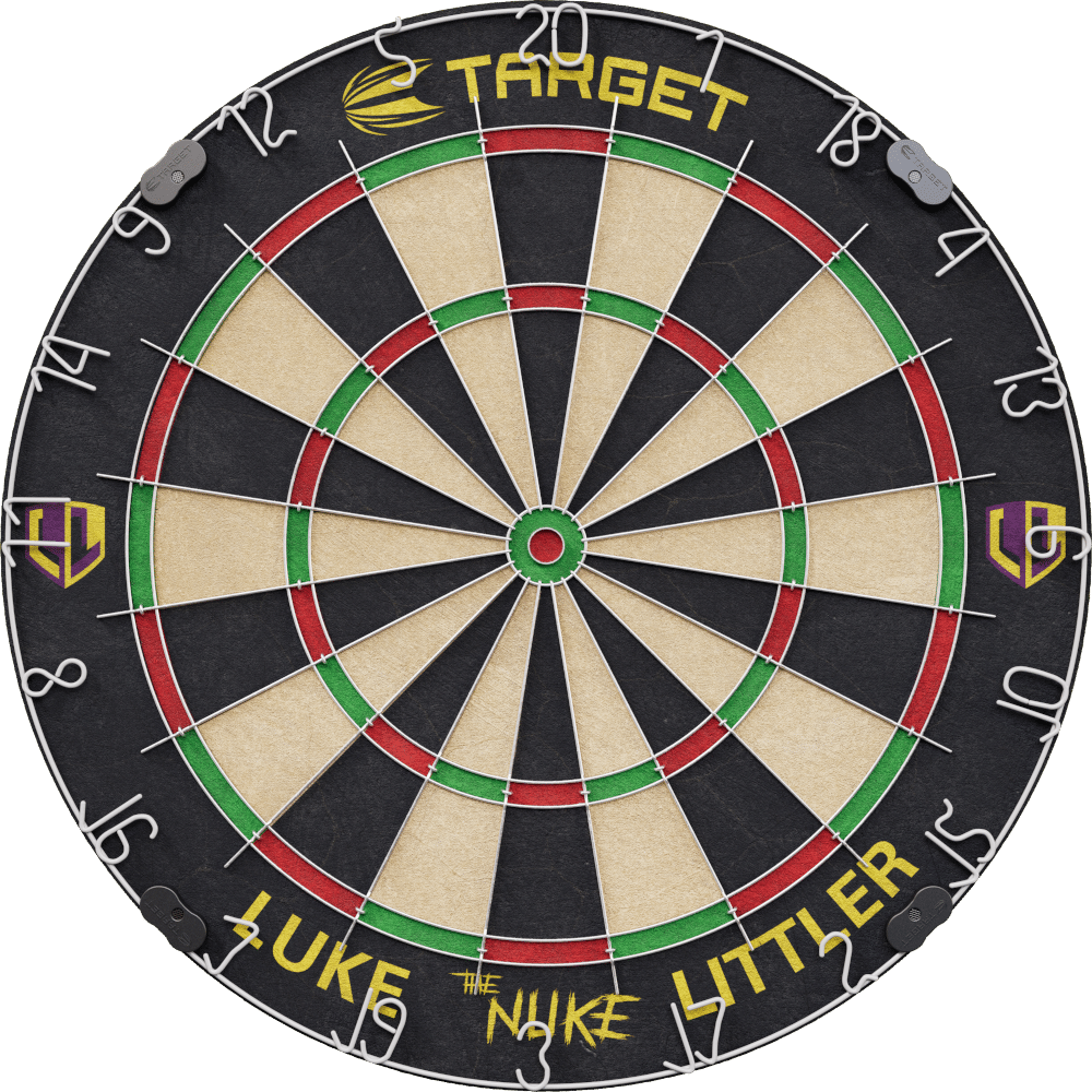 Target Luke Littler Dartboard + 2 Dartsets - Front